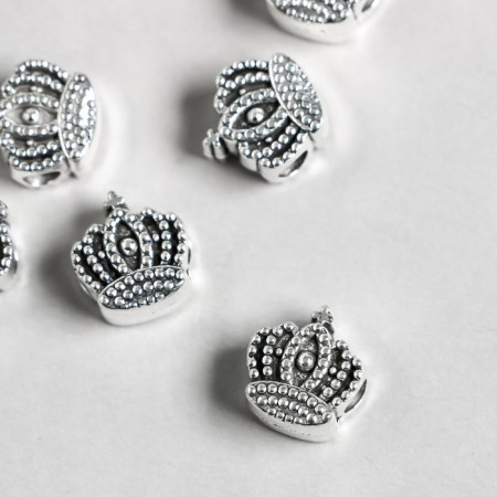 Bead for creativity Metal "Crown" silver 1.3x1.2 cm