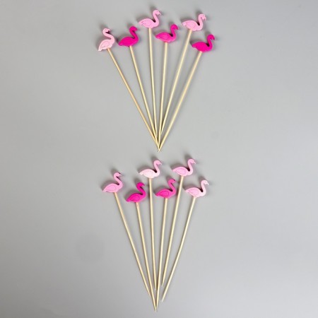 Flamingo skewers, in a set of 12 pieces, color mix
