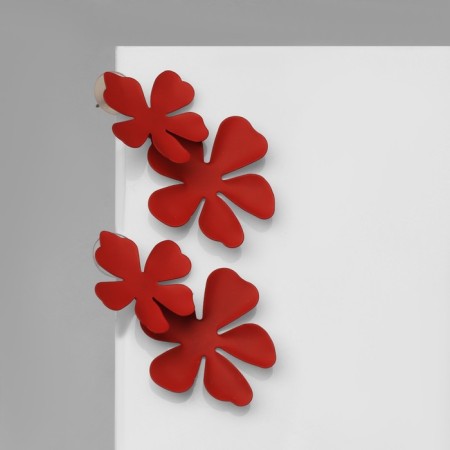 Earrings Metal "brightness" flowers, red color-1
