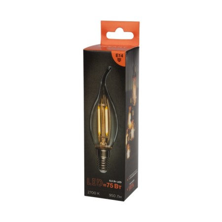 Lamp Filament candle in the wind CN37 9.5W 950LM 2700K E14 Transparent Rexant Sales-3