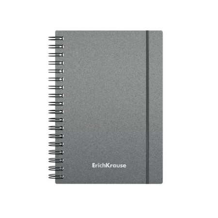 Notebook A6 (120 x 146 mm), 80 sheets in a cage on the crest Erichkrause "Ice Metallic", plastic cover, elastic band, offset unit, white 100%, mix-3