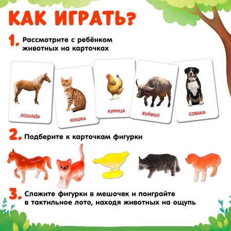 Developing set of figures for children "Pets" with cards, according to the methodology of Doman-1