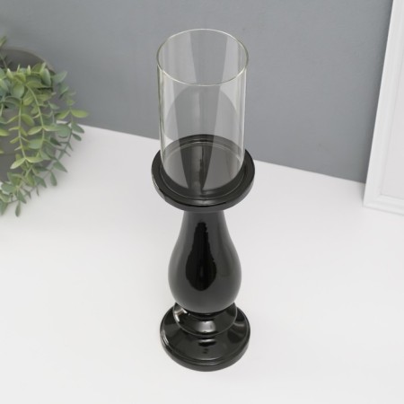 Ceramics candlestick, glass for 1 candle "Avanti" d = 8 cm black 10x10x40.5 cm-2