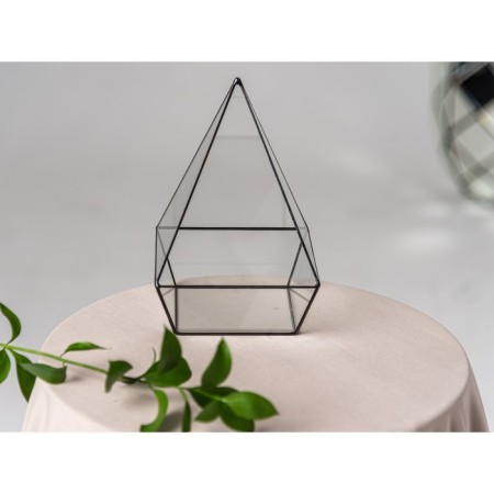 Florarium "Pyramid with the base" (seams copper)-3