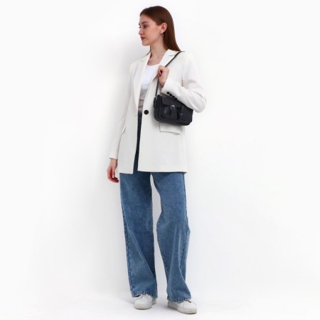 Female bag with pockets of leatherette, graphite color-1