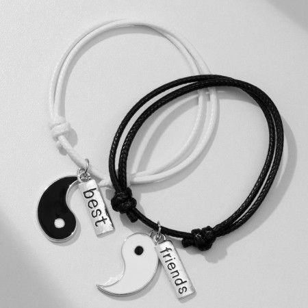 Bracelets "Demetrons" yin-yang, friendship, black and white color-3