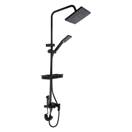 The shower system Zein Z3863, mixer, upper, manual and hygienic watering can, shelf, black