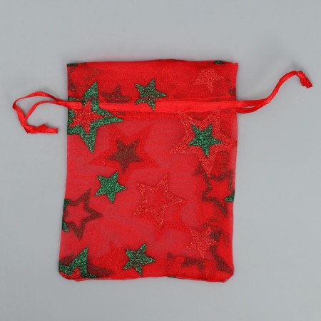 Bag gift organza "Stars", 10 x 12 cm +/- 1.5 cm, New Year-4