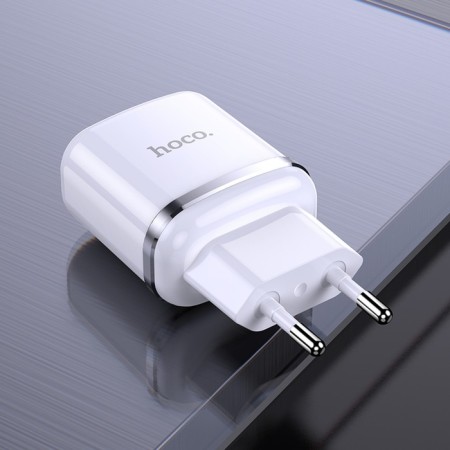 Nice charger Hoco N4, 2 USB - 2.4 A, Type -C 1 m cable, white-4