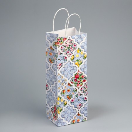 Gift package for a bottle, packaging, "festive", white craft, 13 x 36 x 10 cm-5