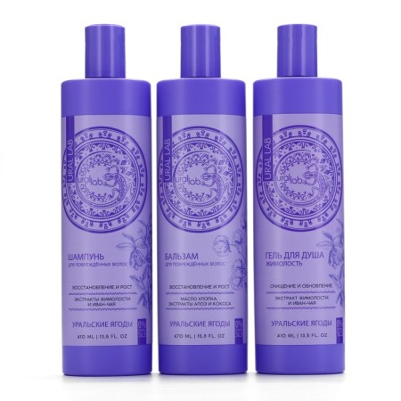 Hair shampoo, with honeysuckle extract and Ivan-one, recovery and height, 410 ml, Ural Lab-7