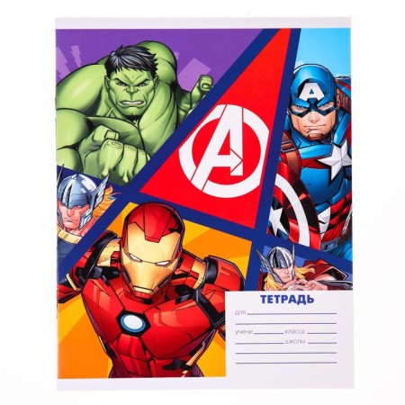 Notebook in a cage 24 sheets, 4 types of mix, cover covering cardboard, Avengers-6