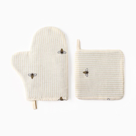 Set of kitchen. Dolyana "Bee": mittens 20x27 cm, 19x19 cm tack, mint 164 g/m2, 100% HL-2