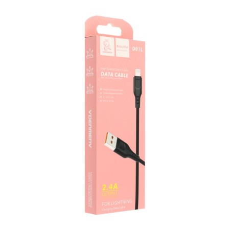D -01L cable, Lightning - USB, 2.4 A, 1 m, black-3