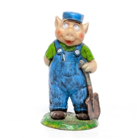 Garden figure "Piglet with a shovel" 33x38x71cm