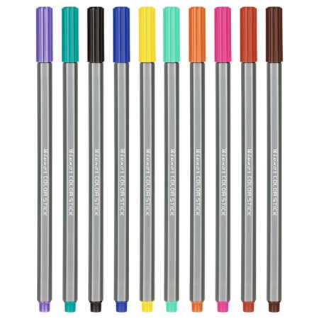 Фломастеры 10 цветов Luxor Color Stick", смываемые, ПВХ, с европодвесом-1