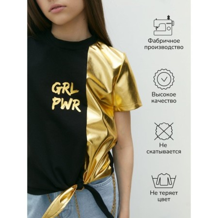 T -shirt Children's Amarobaby Gloss, height 128 cm, black/gold color-5