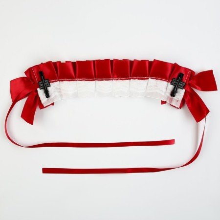 Carnival bandage "Lolita", red color with white lace-5