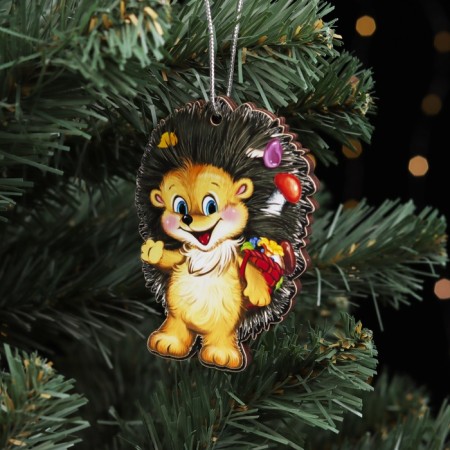 Two -sided hedgehog's Christmas tree toy, 9x6 cm-2