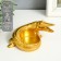 Polystone candlestick for 1 candle "Golden Crocodile" 7x10.5x9 cm
