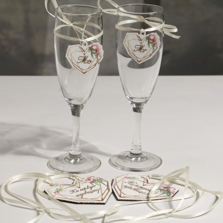 Wedding set "Piones", White, 5pcs, MDF-13