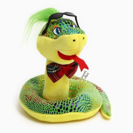 Soft toy "Snake", in dark glasses, 15 cm, green color-4
