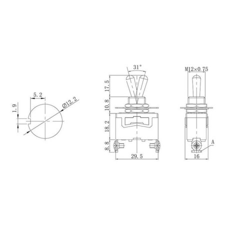 Tumbbler, 250 V, 15 A, On-OFF, 2C-2