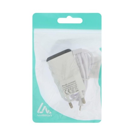 Network charger Luazon LCC-25, 2 USB, Lightning, 1 A, 1 m, black and white-3