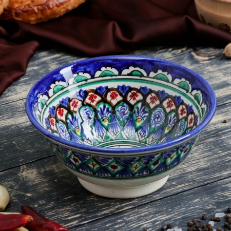 Rishtan ceramics "Patterns", 18 cm, large, blue