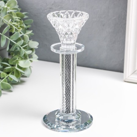 Glass of glass on1 candle "Pattern bud" on the leg D = 2 and 4 cm 7.7x7.7x17 cm-1