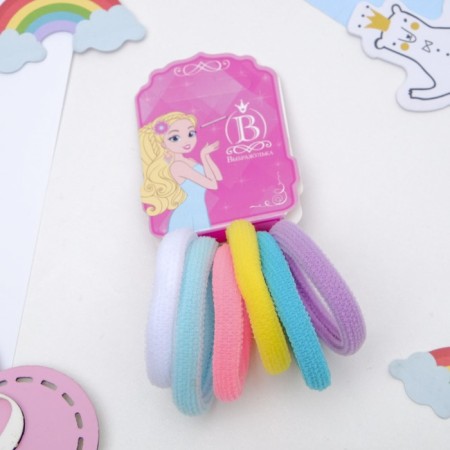 Hair elastic band "Mahrushka Sport" (set 6 pcs) volume brightness, 4.5 cm, mix-1