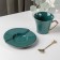 Tea couple ceramic "Elizabeth", 3 objects: a cup 240 ml, a saucer d = 13.5 cm, a spoon, the color is green