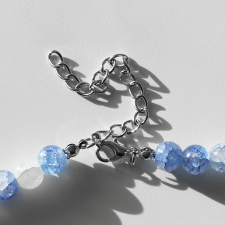 Beads "Joy" color white and blue, beads No. 8, 40 cm-3