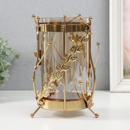 Climber Metal, glass for 1 candle "branches with balls" d = 10 cm gold 20 cm