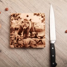 Board from the massif “Bear”, square, 18 × 18 cm