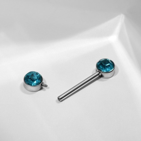Piercing for the chest "bar", blue color in silver-1