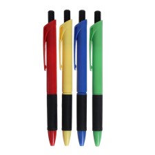 Ballic handle, automatic, line 1.0 mm, blue rod, with a rubber holder, MIX case (barcode on a piece)