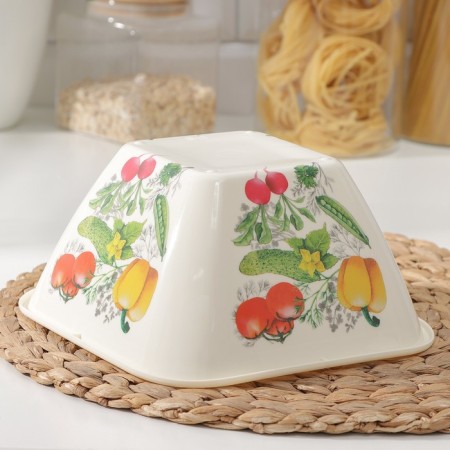 Plastic bowl bergamo, 2 l, 20.2 × 20.2 × 9.8 cm, with decor, light color color-2