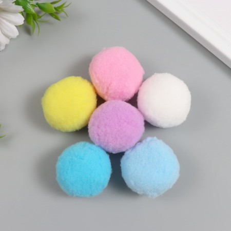 Decor for creativity "Pomponchiki. Pastel" mix d = 4 cm set 6 pcs-1