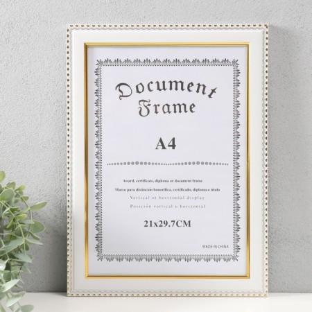 Photo frame plastic A4 Format "Golden Waves and Points" White 24.8x33.5 cm