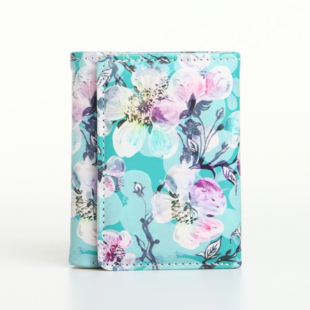 Women's wallet on the button, turquoise color-2