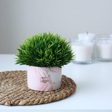 Ceramic pot with embossing, Kashpo "My Home", 8 x 5.5 cm-5
