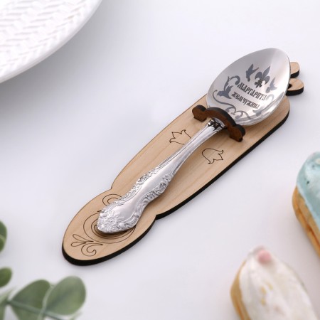 A spoon is registered, tea, with an engraving "Margarita", h = 14