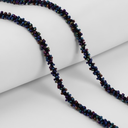 Decorative braid with beads, 6 mm, 2.7 ± 0.5 m, gasoline color