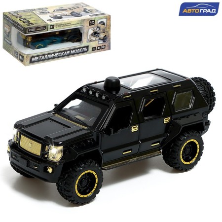 Metal jeep, 1:24, Doors, hood, trunk, inertia, black color open