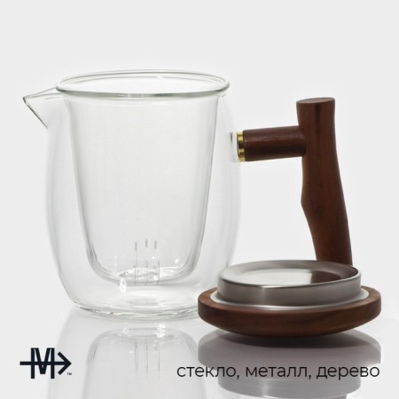Glass teapot with sieve Magistro "Loft" 400 ml, 15 × 9 × 11.5 cm-1