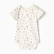 Body baby with short sleeve, white color/stars, height 80