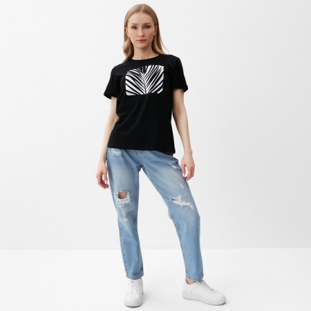 T -shirt female, black color, size 46-1