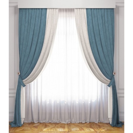 Set of curtains "Latur", size 170 x 270 cm, white / blue