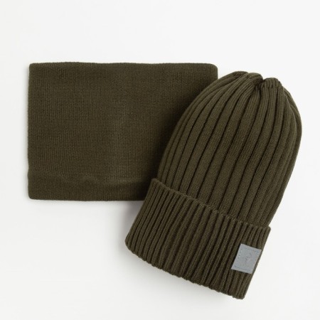 Kit (hat, snood) children, khaki color, size 52-56